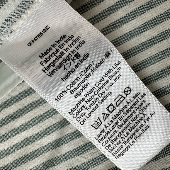 Madewell Signature Oxford Crop Shirt Oversized Spruce Green White Striped XS - Picture 5 of 7